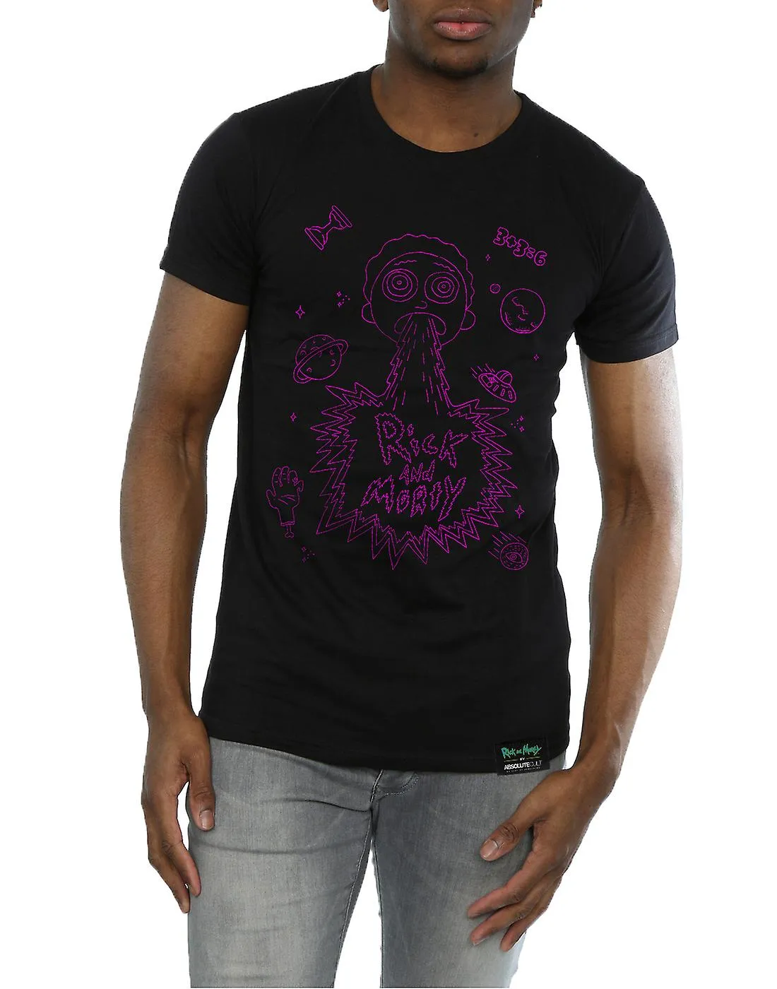ABSOLUTE CULT MANNEN RICK EN MORTY RUIMTE PUKE TSHIRT