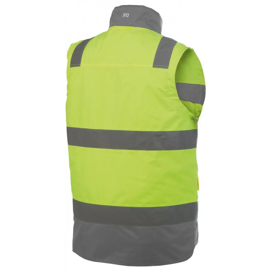 Dassy Bilbao Hogezichtbaarheidsbodywarmer Fluogeel/Cementgrijs