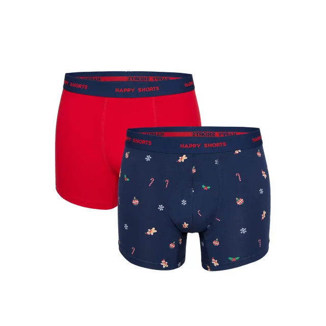 HAPPY SHORTS KERST BOXERSHORTS 2PACK HEREN GINGERBREAD