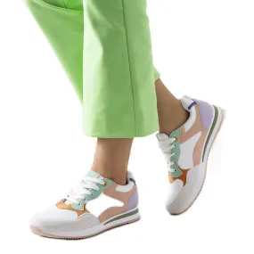 Kindler witte en paarse damessneakers roze