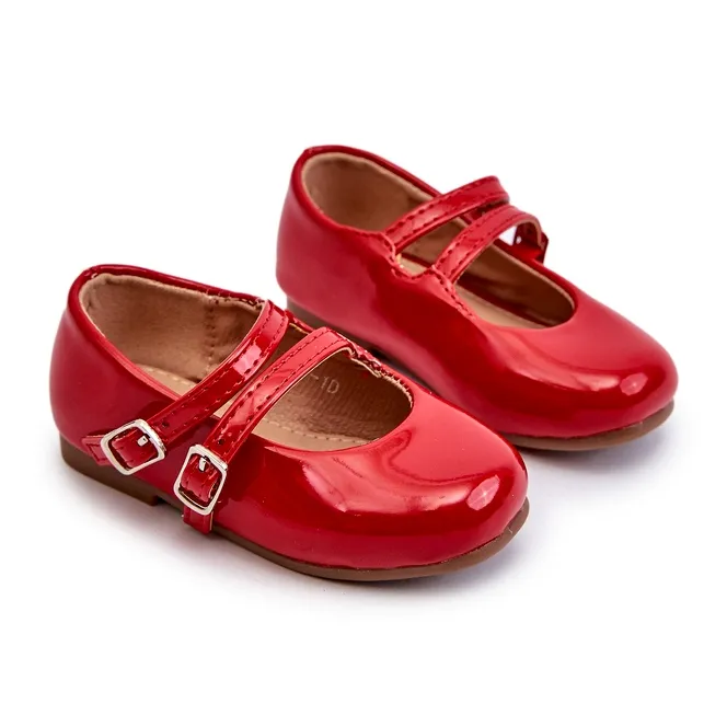Lakleren kinderballerina's met rode Margenis bandjes rood