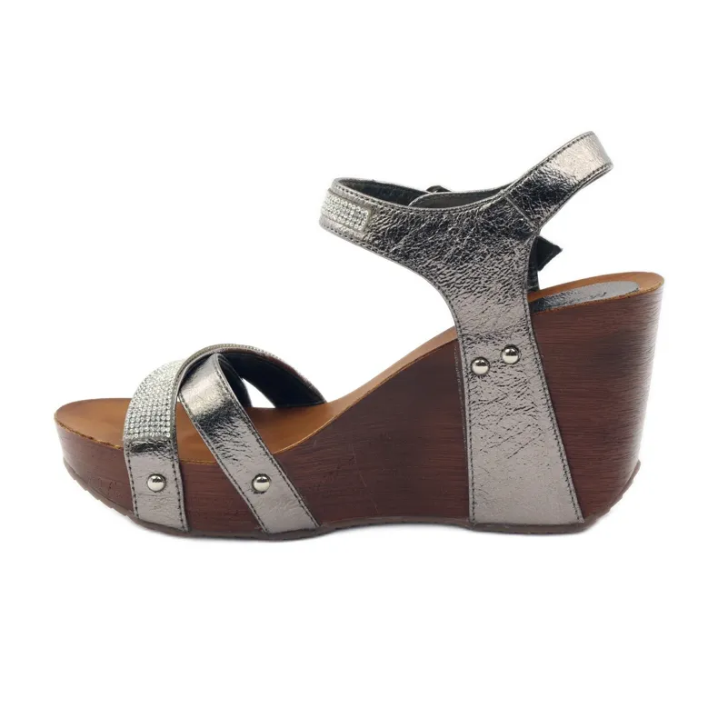 M.Daszyński Sandalen met sleehak Daszyński met zirkonia's grijs