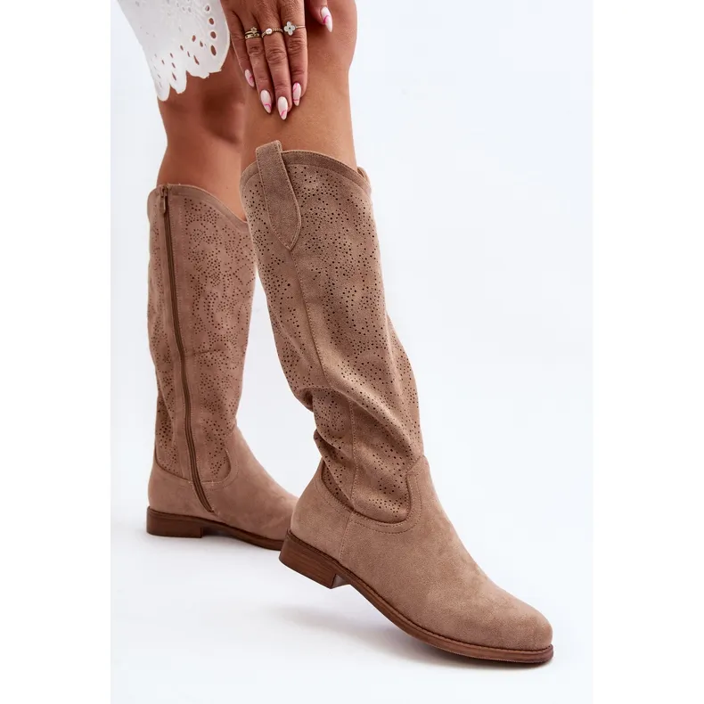 S.BARSKI HY66132 OPENGEWERKTE DAMESLAARZEN, BEIGE