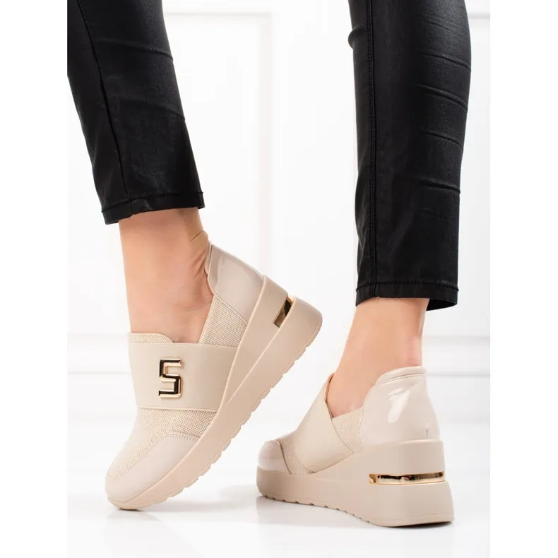 Shelovet damessneakers met sleehak beige