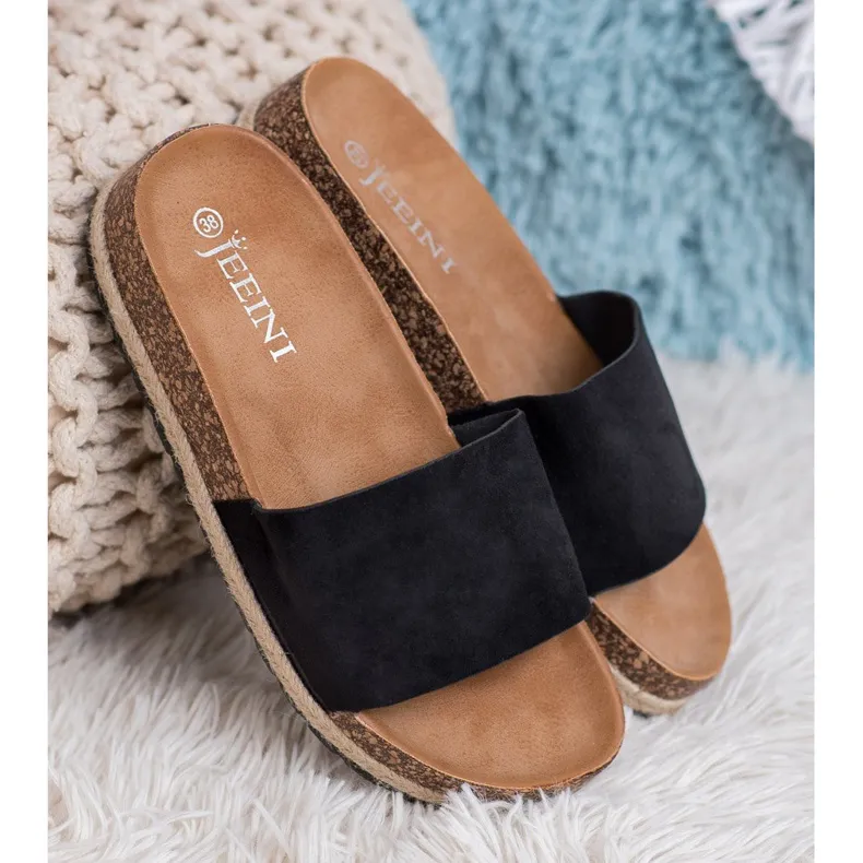 SHELOVET Suède Espadrilles zwart