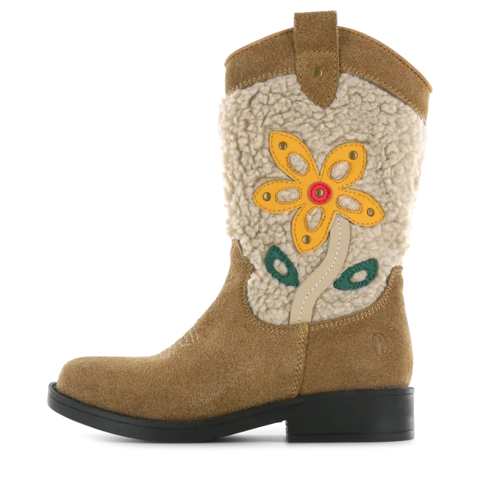 Shoesme bruine cowboylaars met teddystof