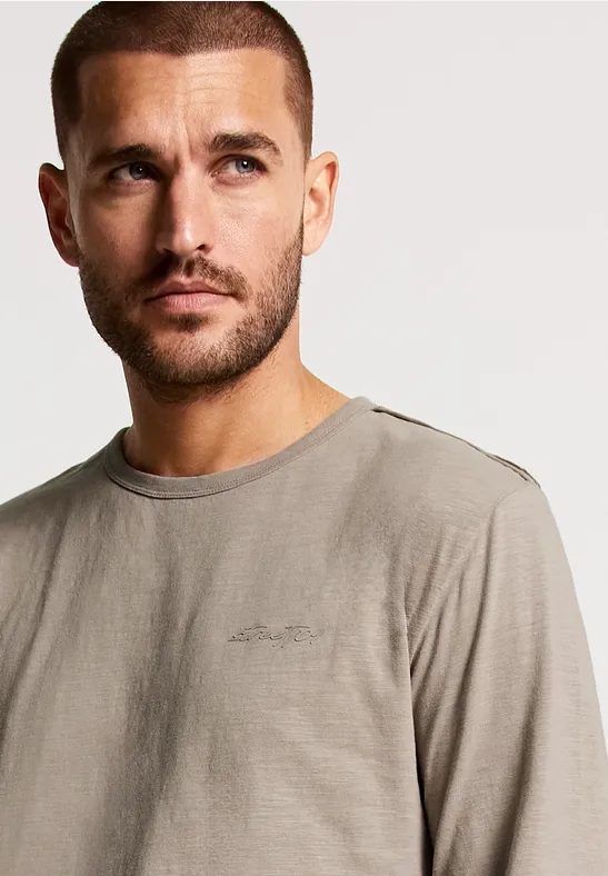 Street One MEN Slub shirt met lange mouwen