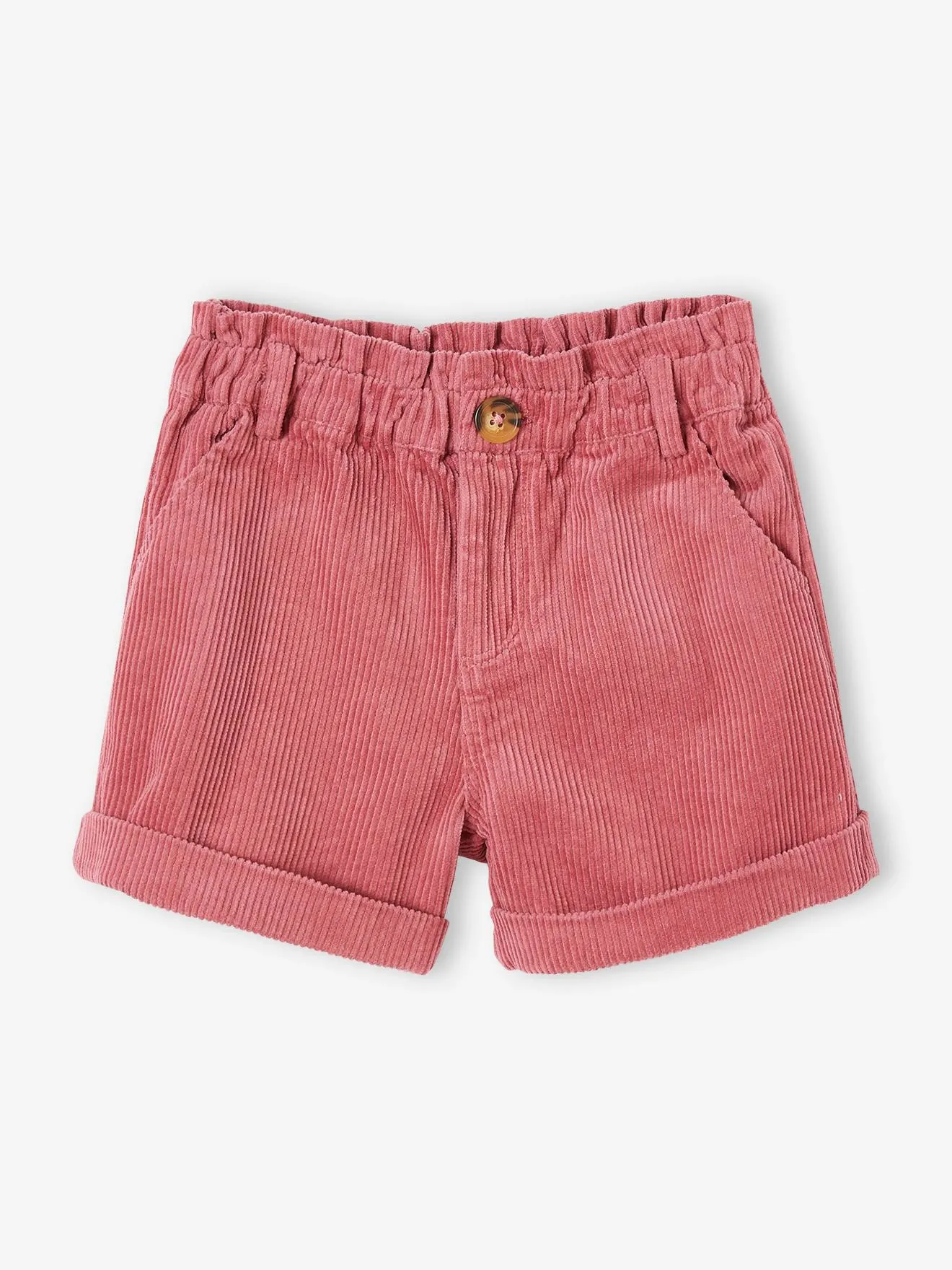 VERTBAUDET  FLUWELEN PAPERBAG MEISJESSHORT  CAMEL