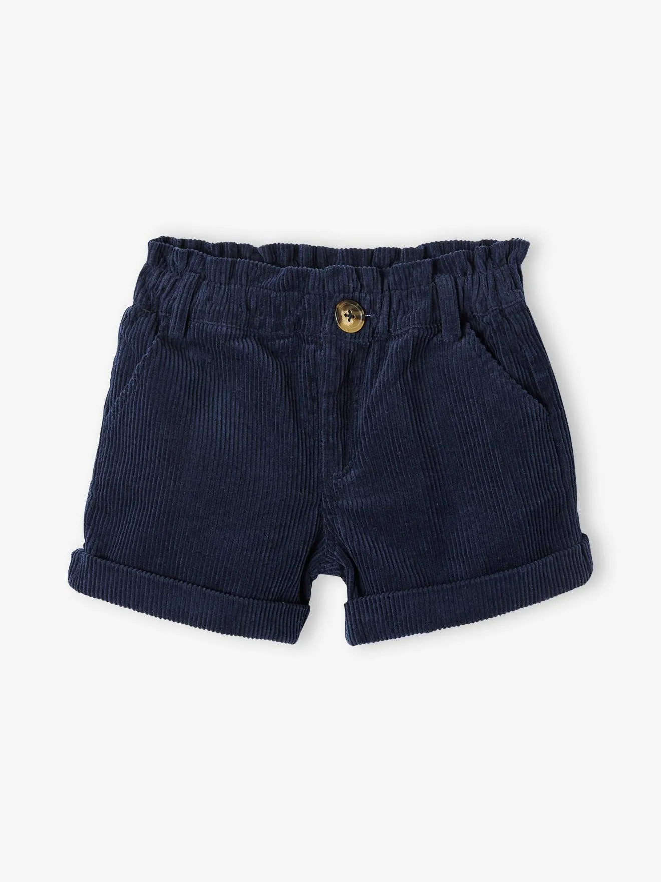 VERTBAUDET  FLUWELEN PAPERBAG MEISJESSHORT  CAMEL