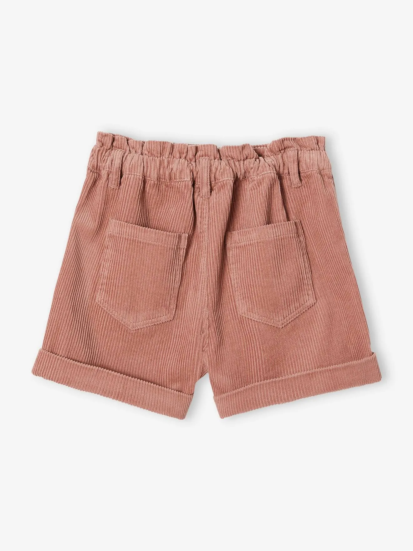 VERTBAUDET  FLUWELEN PAPERBAG MEISJESSHORT  CAMEL
