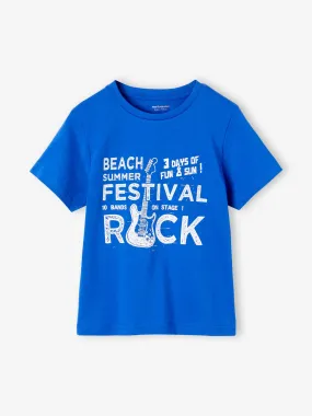 Vertbaudet  Jongensshirt met tekst korte mouwen - koningsblauw