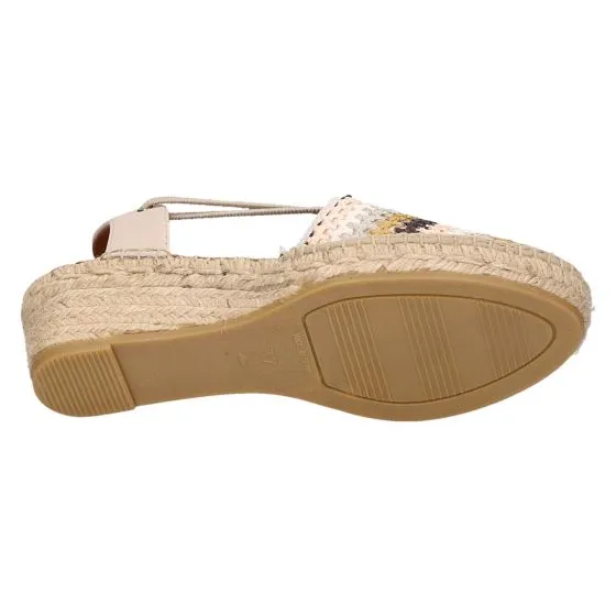 Viguera 1834 Slingback beige rose multi crochet