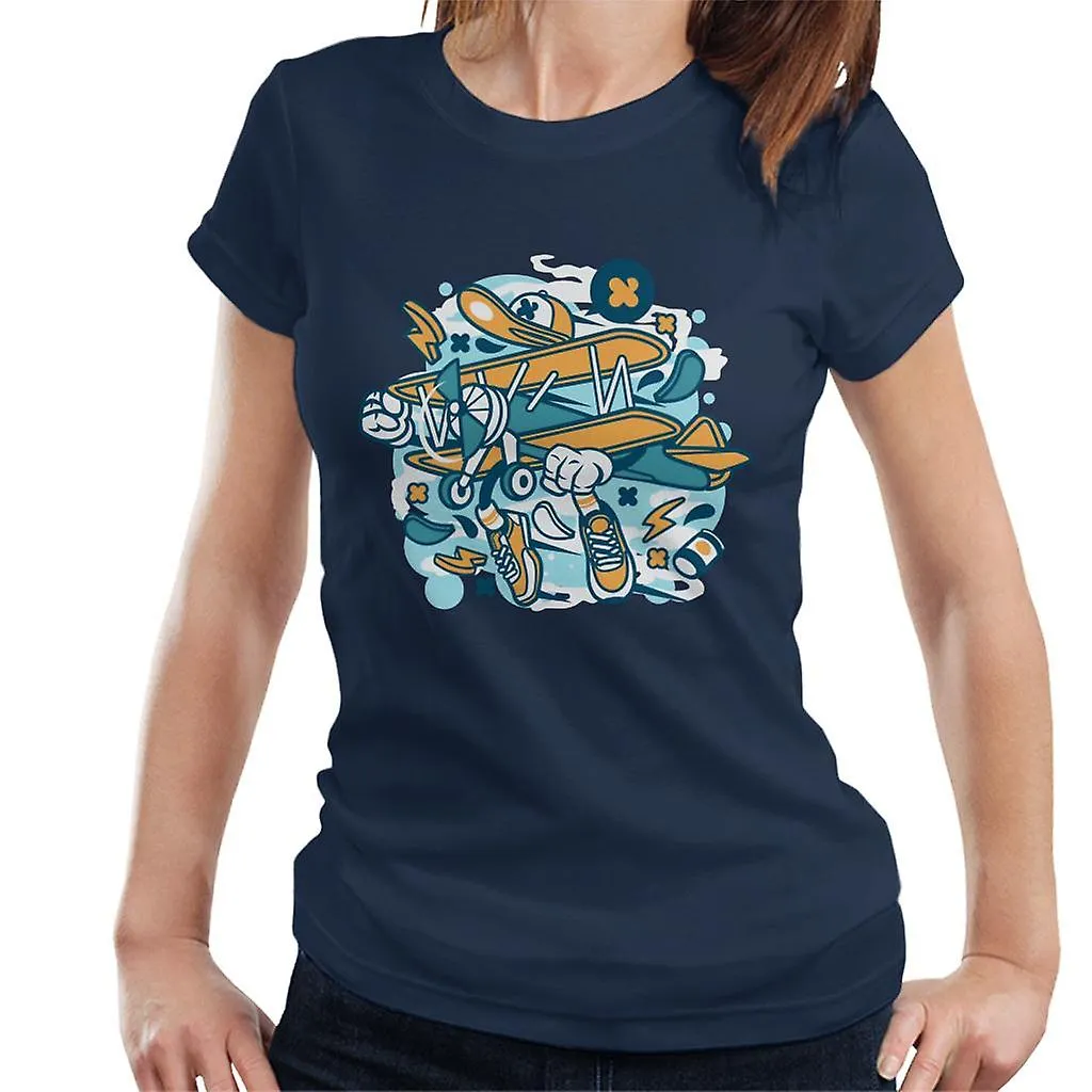 VLIEGTUIG CARTOON KARAKTER WOMEN'S TSHIRT