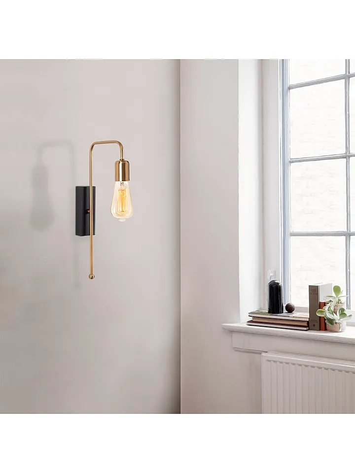 WANDLAMP "MUM" ZWART/GOUDKLEURIG  (B)22 X (H)42 CM