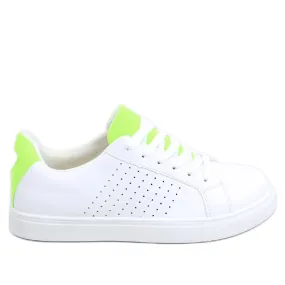 Witte damessneakers WB807 WIT / GROEN groente